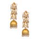 Triple Teardrop Mirror & Pearl Jhumka Earrings Pair